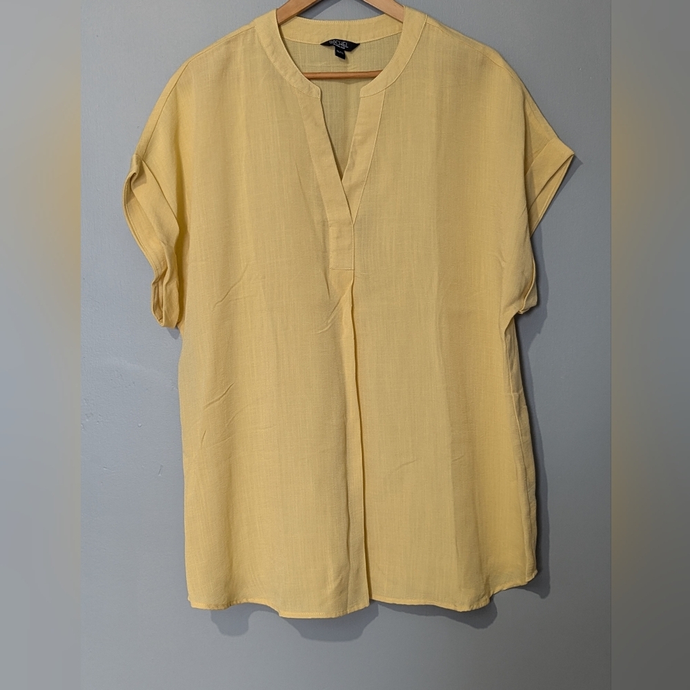 Rachel Roy Buttercream Short Sleeve Blouse Light Weight Boho Minimalist Summer